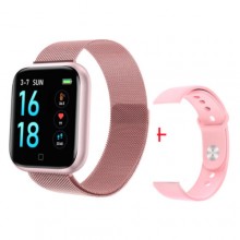 Фитнес браслет Smart Band T80S два браслета Розовый с тонометром и пульсометром