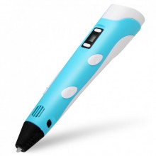 3D ручка з LCD дисплеєм Pen-3 3D принтер з трафаретами і набором пластику Синя