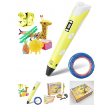 3D ручка з LCD дисплеєм Pen-3 3D принтер з трафаретами і набором пластику Жовта