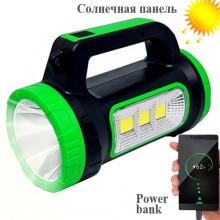Фонарь переносной MH818A -3W+COB, power bank, Li-Ion аккум., солнечная батарея, ЗУ microUSB